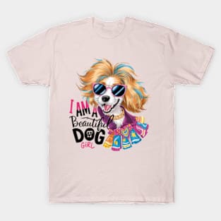 A vibrant and whimsical 4k vector illustration showcases a delightful Dog, adorned with sunglasses and exuding an infectious charm. (3) T-Shirt